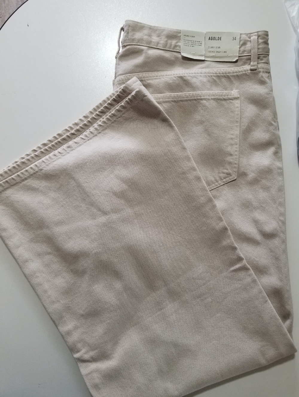 AGOLDE NWT Plus Size Clara Tusk High Rise Wide Leg Jeans 40 Waist Neutral "Tusk"